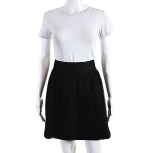 Sonia Fortuna Women's Gathered Striped Sequin Hem Skirt Black Size S
